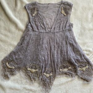 Free People Lavender Beaded Top